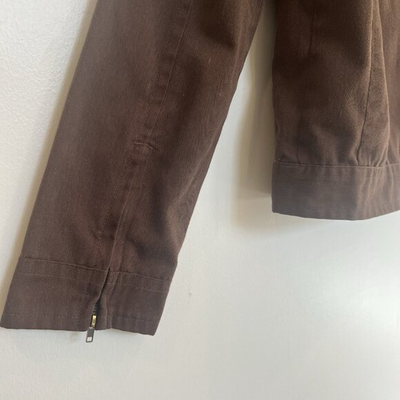 SF415 Full Zip Short Jacket Brown Poly-Cotton Blend Zip Cuff M - Picture 11 of 16